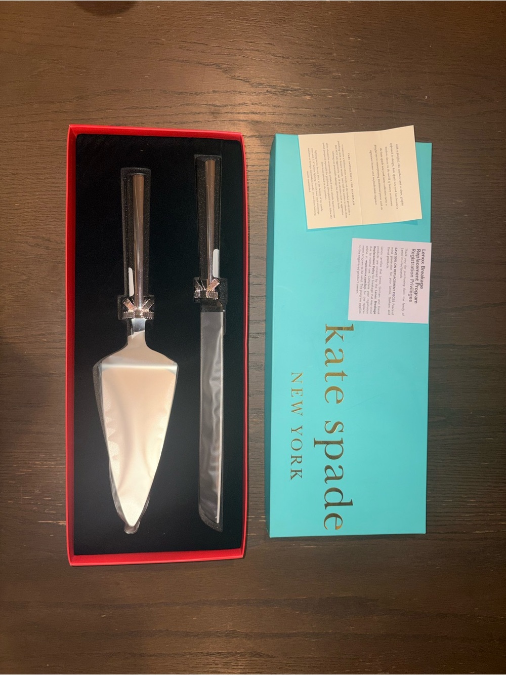 kate spade Black & Silver Cake Server and Knife Set with Gift Box